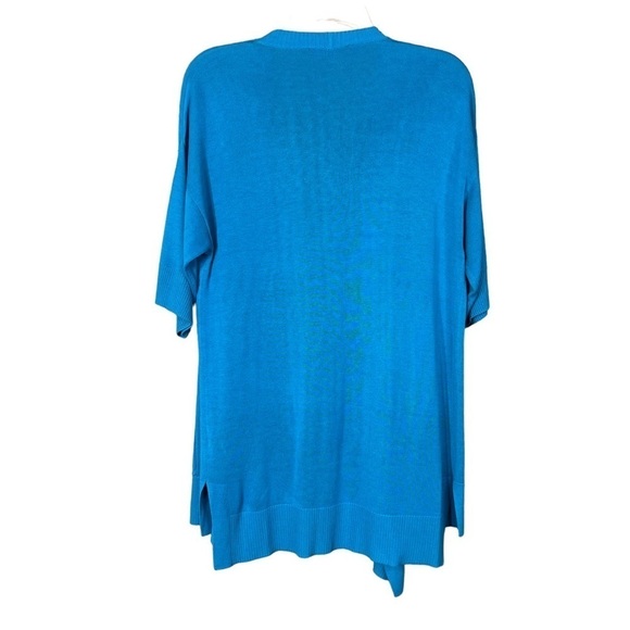 Blue Silk Blend Open Front Long Line Spring Cardigan Women's Size Large - Picture 3 of 9